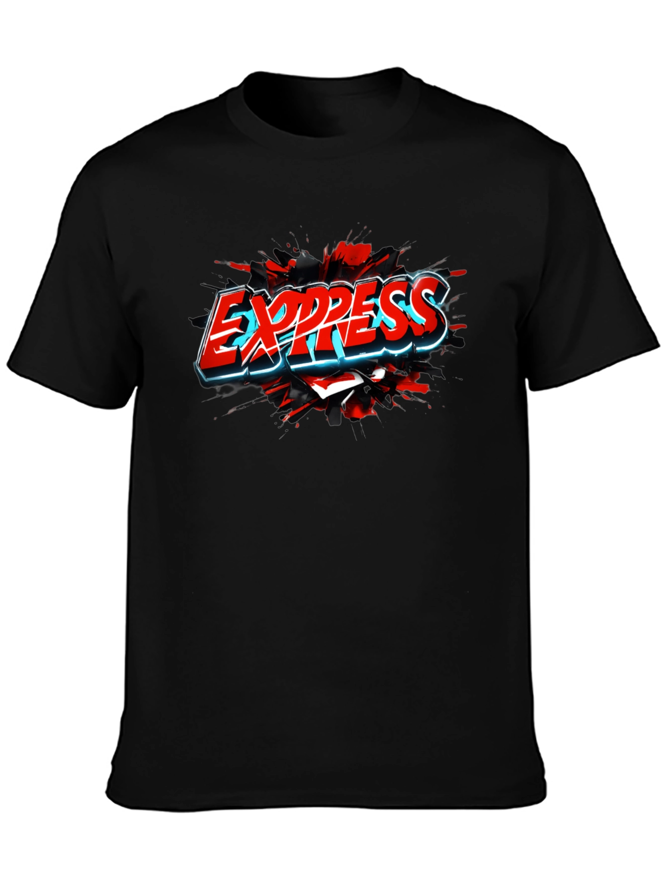 Express T-Shirt - Cool Graphic Print - Black