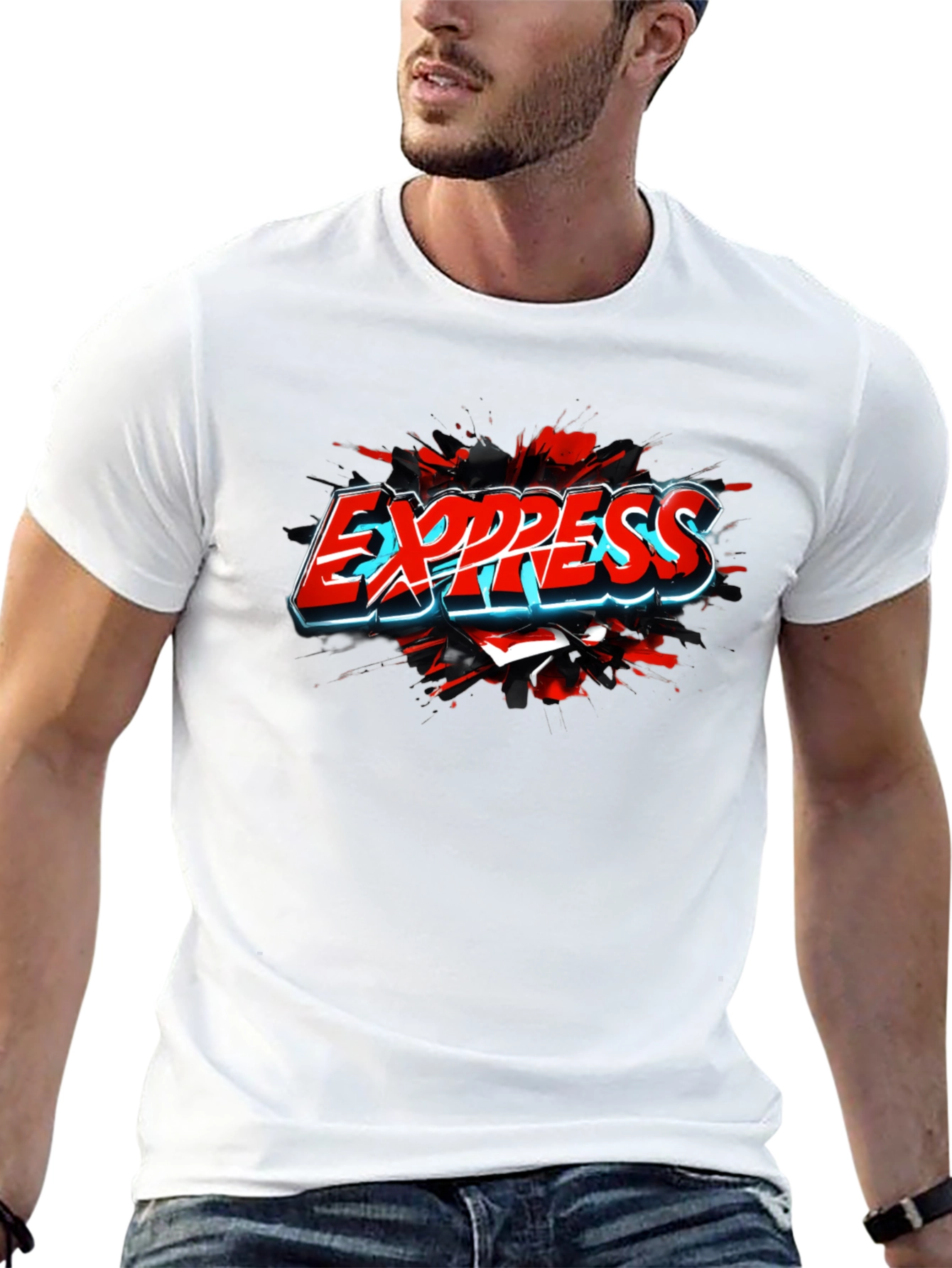 Express T-Shirt - Cool Graphic Print - Black
