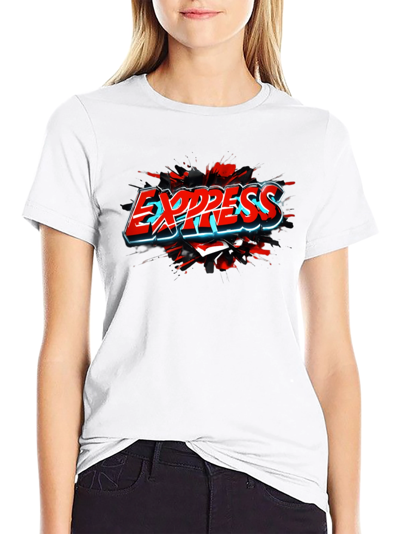 Express T-Shirt - Cool Graphic Print - Black