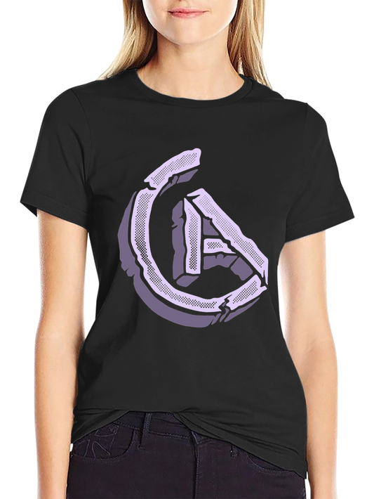 Abstract Stone Letter Graphic Tee - Stylish and Unique
