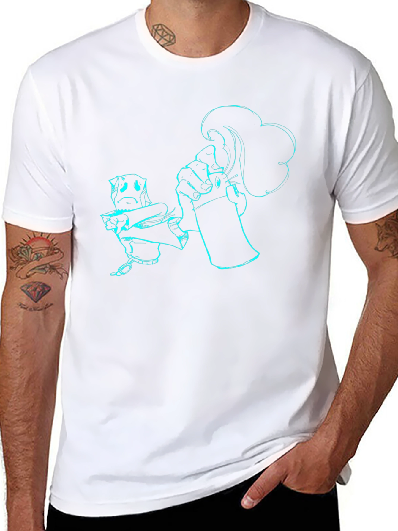 Spray Can Artist Graphic Tee - Black Cotton