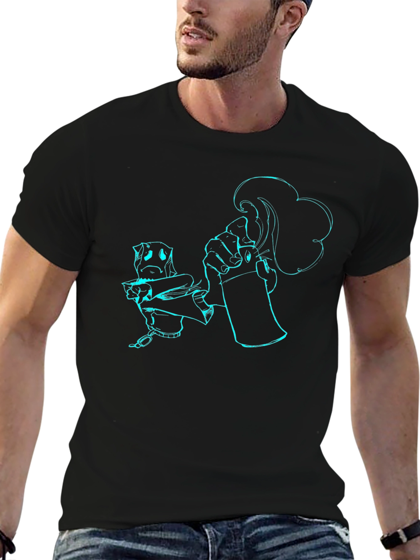 Spray Can Artist Graphic Tee - Black Cotton