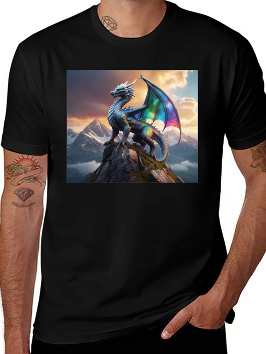 Dragon Peak Graphic Tee - Black Cotton Shirt