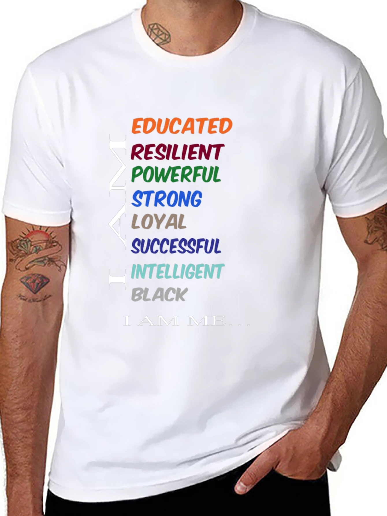 Empowered Man Black T-Shirt: Educated Resilient Strong