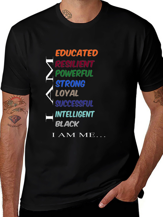 Empowered Man Black T-Shirt: Educated Resilient Strong