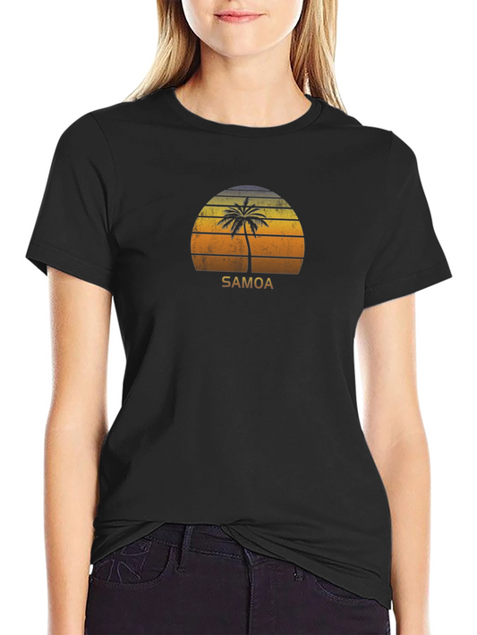 Samoa Palm Tree Sunset T-Shirt - Vintage Island Vibes