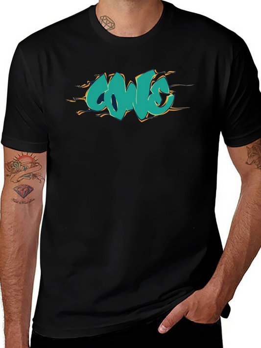 Cool Graffiti Style Graphic Tee - Black Cotton Shirt