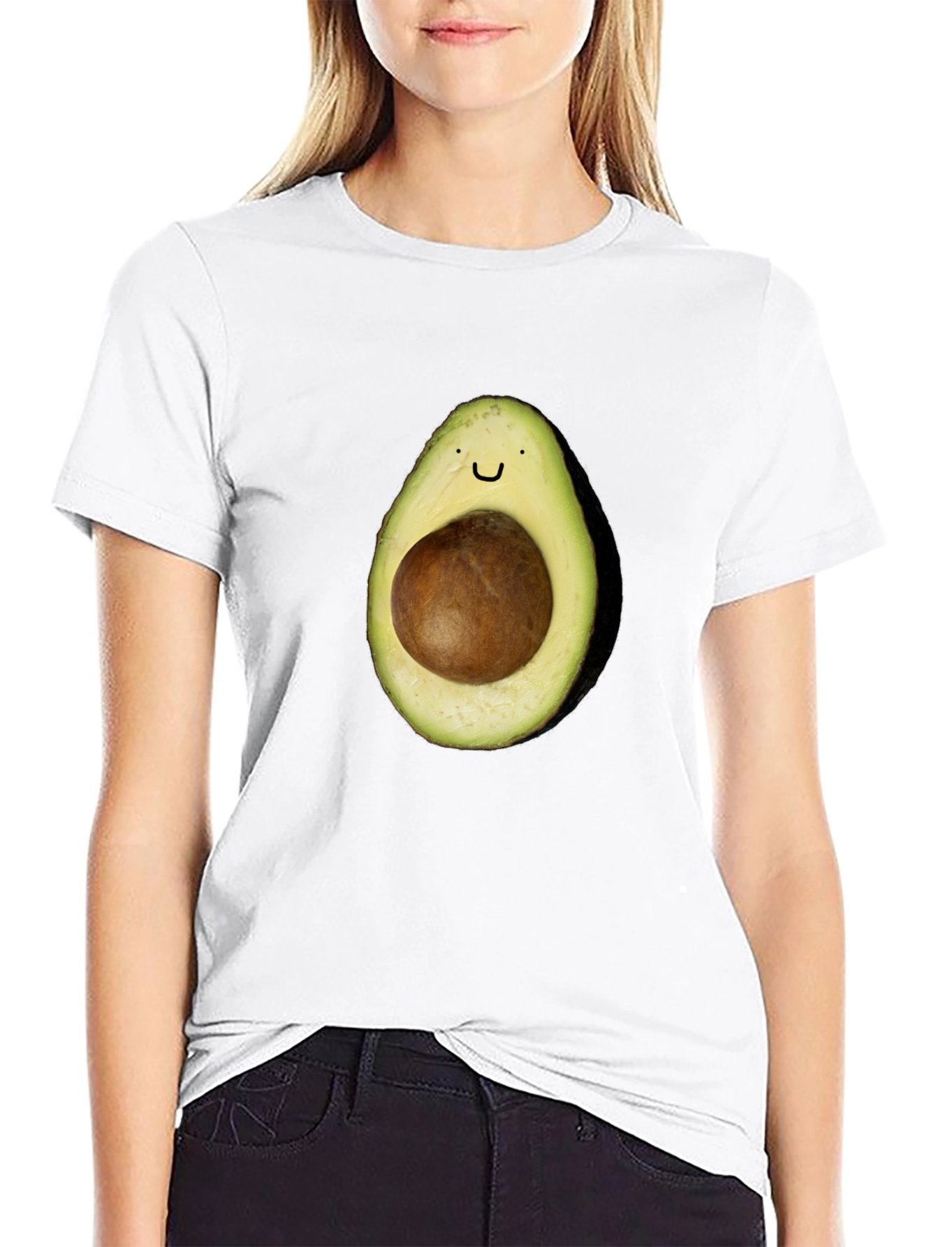 Avocado Smile T-Shirt - Black Casual Tee