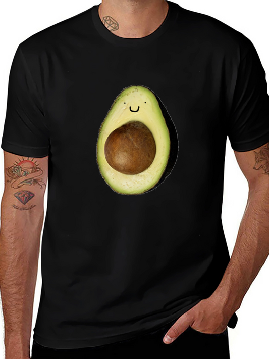 Avocado Smile T-Shirt - Black Casual Tee