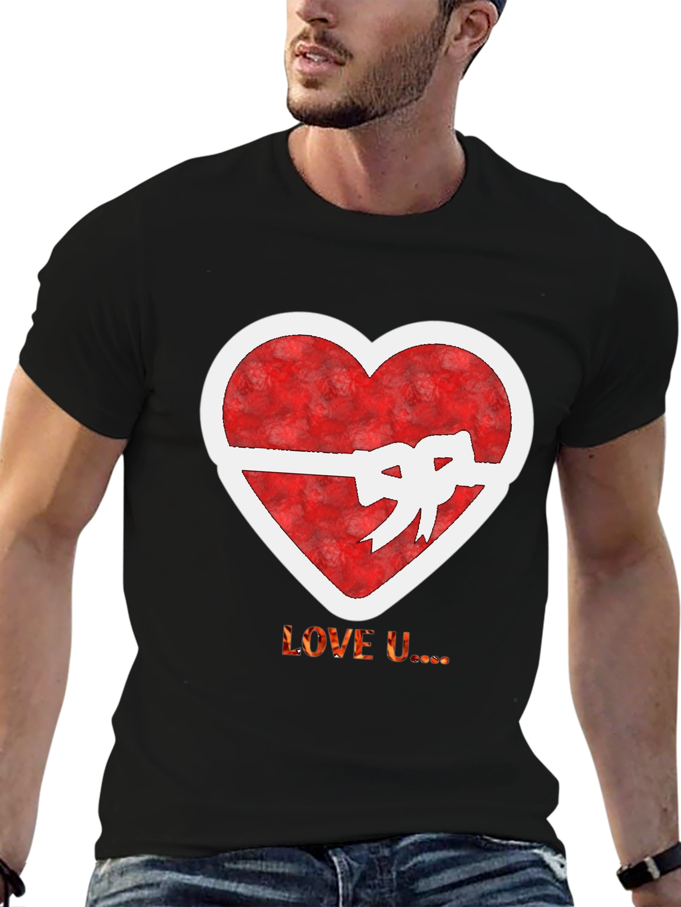 Heart Bow Graphic Tee - Love U...
