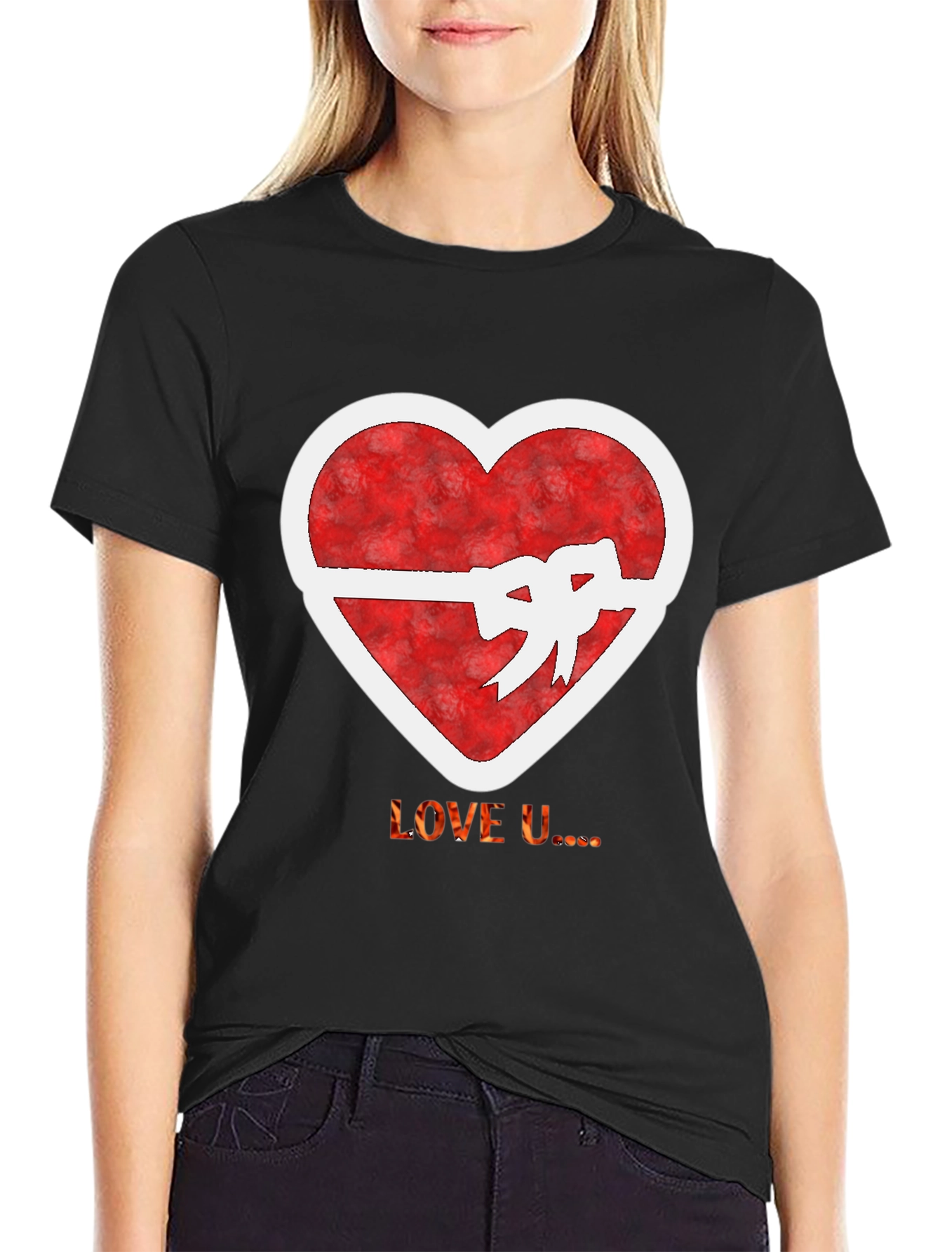 Heart Bow Graphic Tee - Love U...