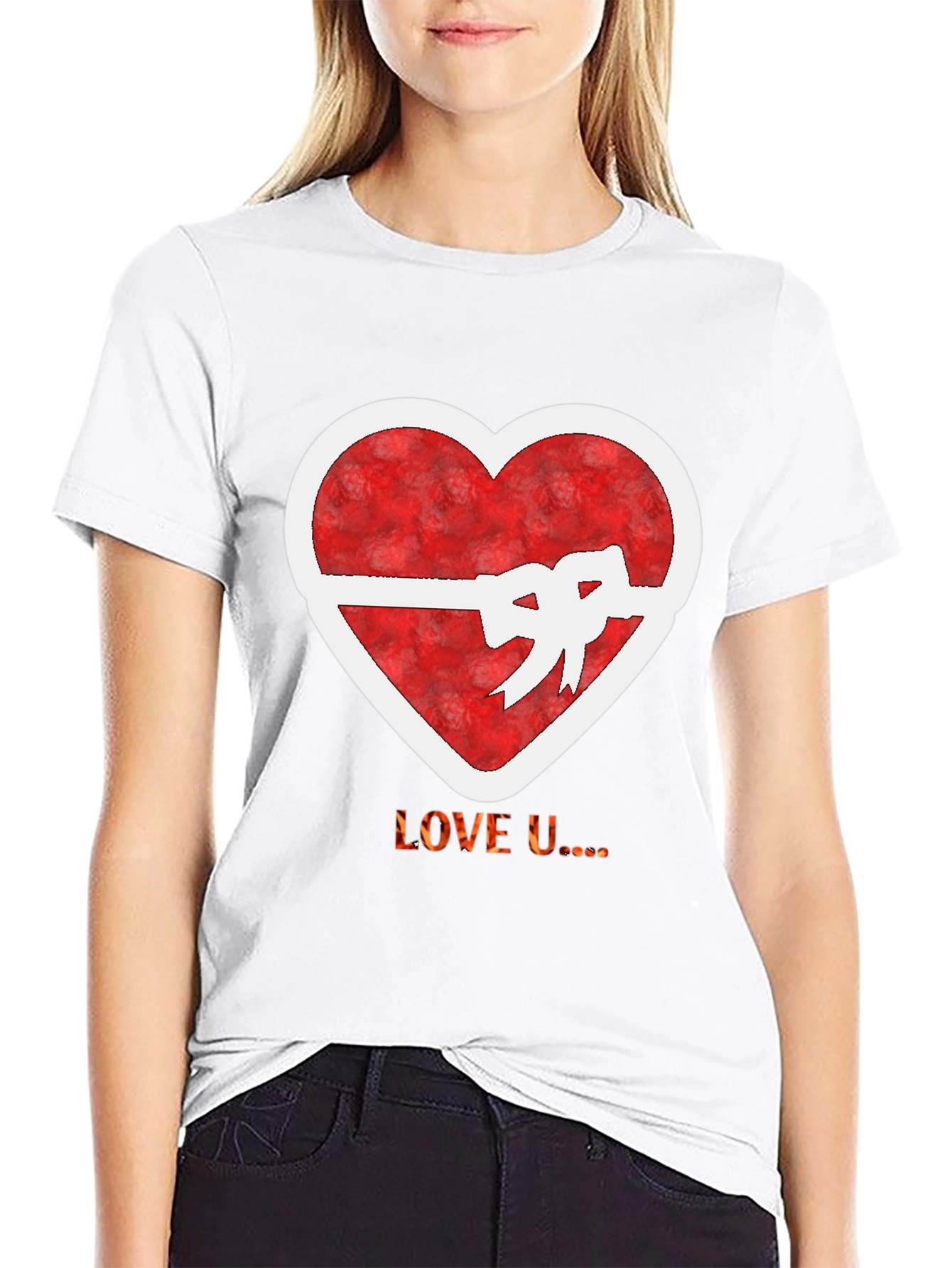 Heart Bow Graphic Tee - Love U...