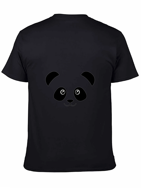 Cute Panda Face Graphic Tee - Black Unisex T-Shirt