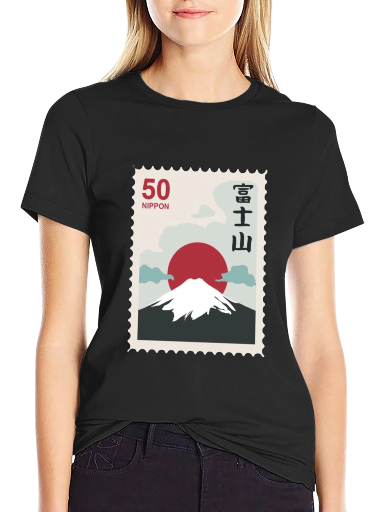 Japanese Mount Fuji Stamp T-Shirt