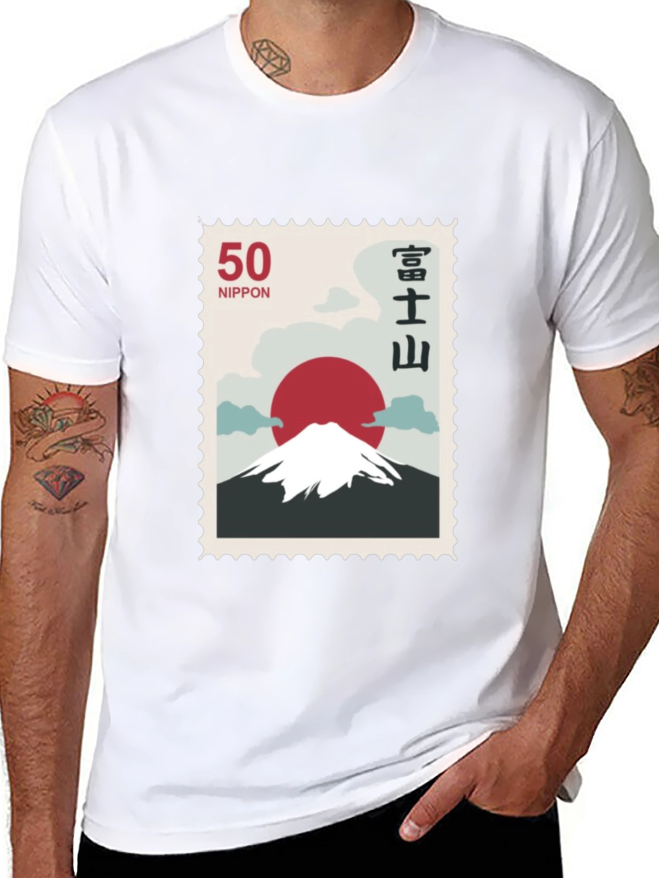 Japanese Mount Fuji Stamp T-Shirt