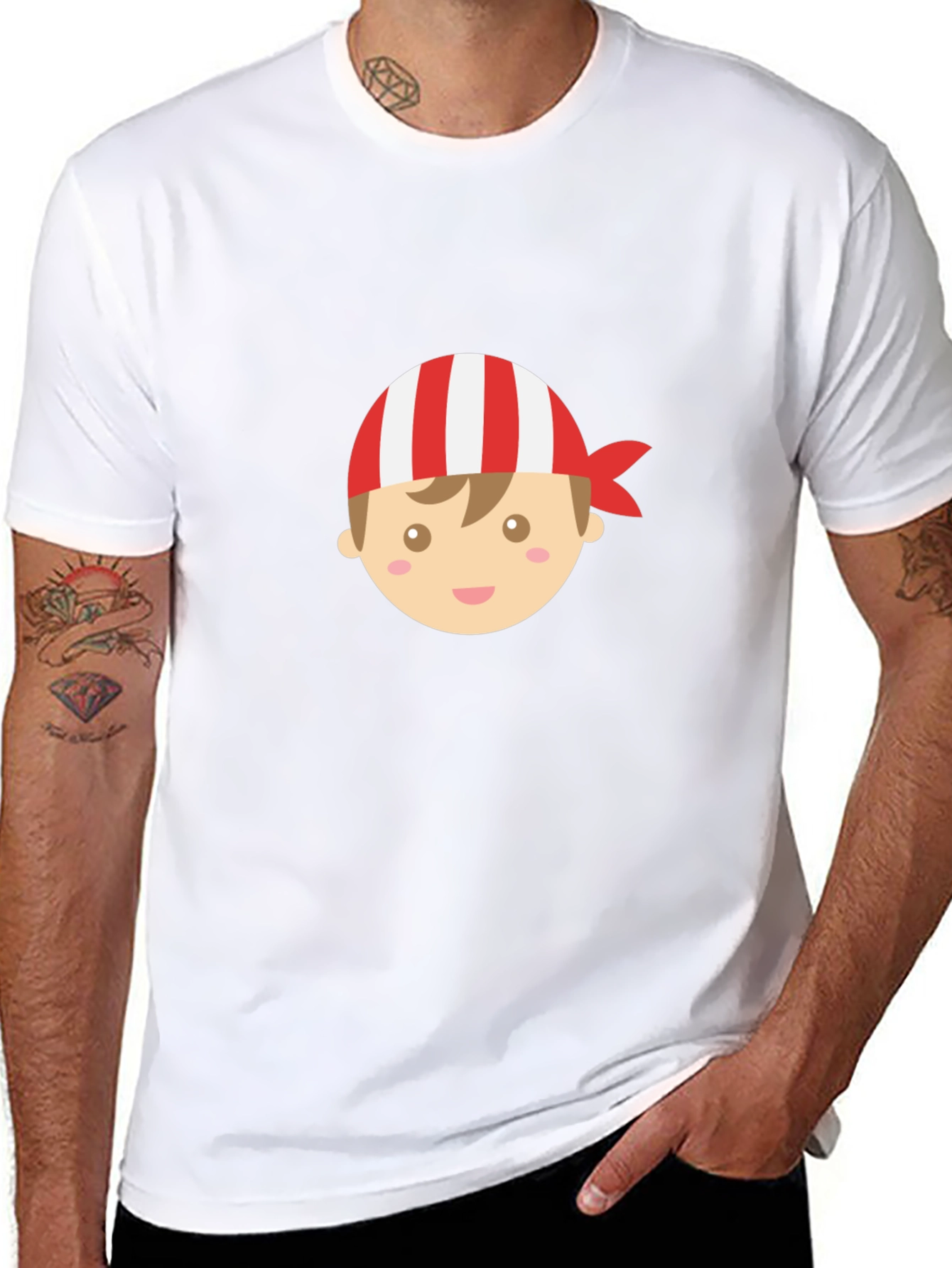 Boy Pirate Cartoon Graphic Black T-Shirt