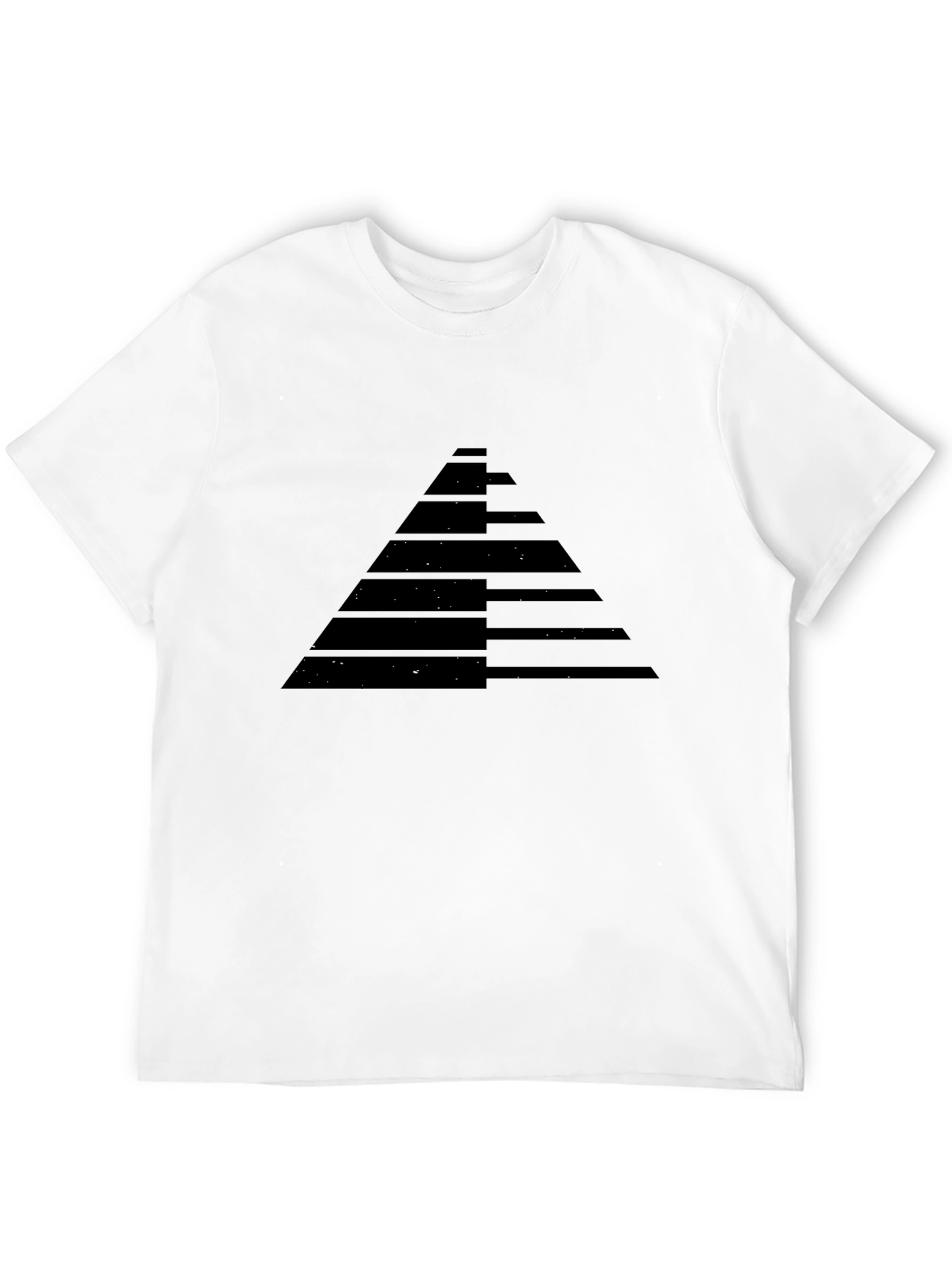 Mens Black Graphic Tee - Geometric Pyramid Design
