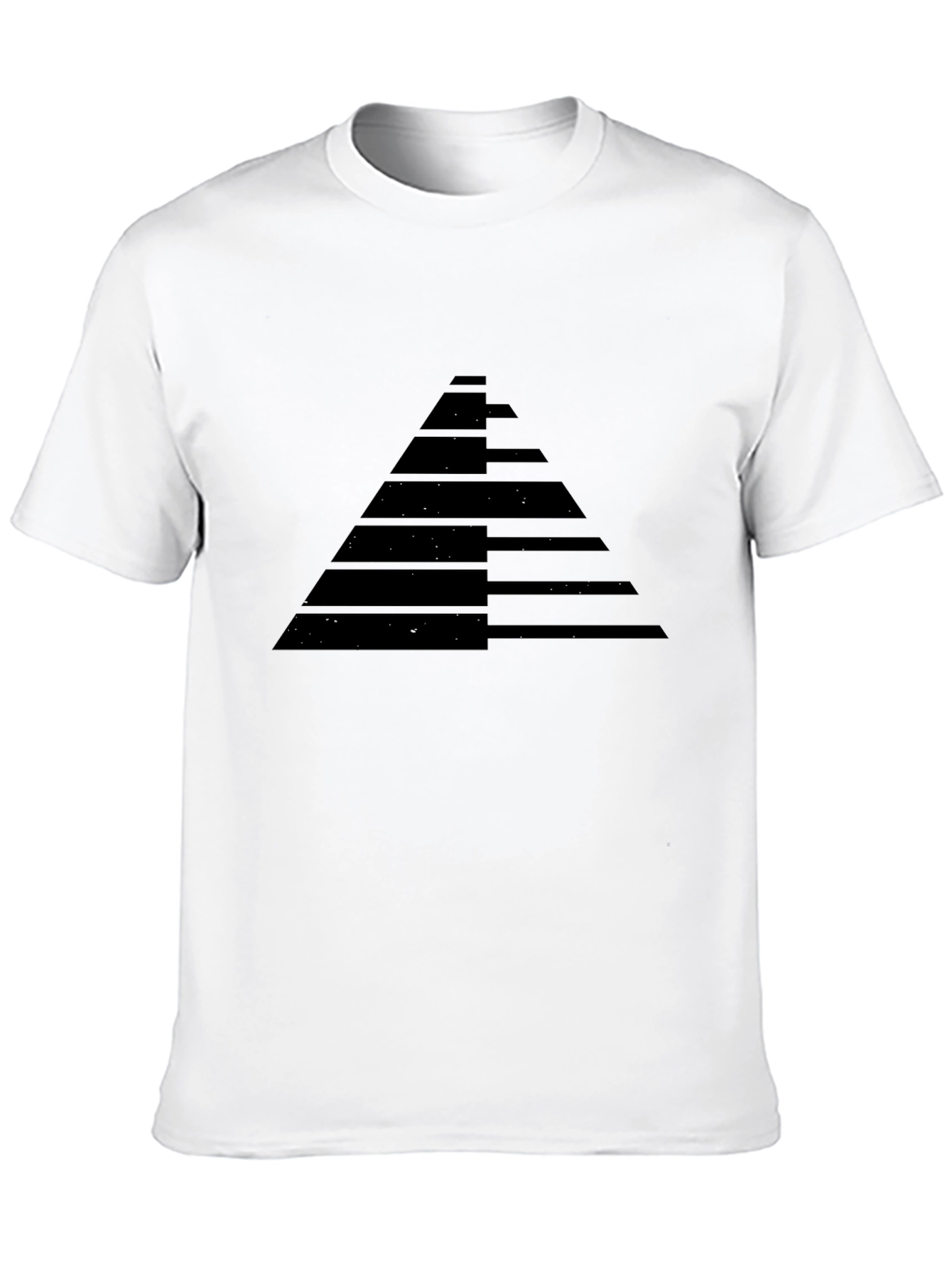 Mens Black Graphic Tee - Geometric Pyramid Design