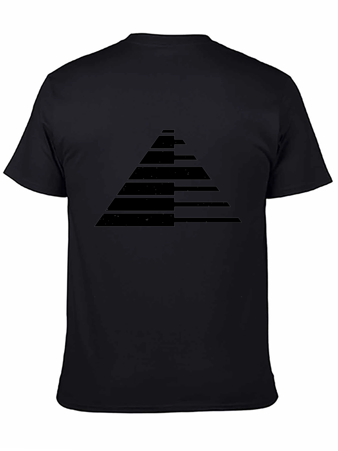Mens Black Graphic Tee - Geometric Pyramid Design