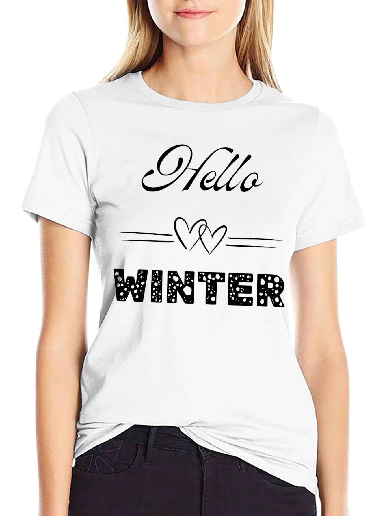 Hello Winter Black T-Shirt - Stylish & Comfortable