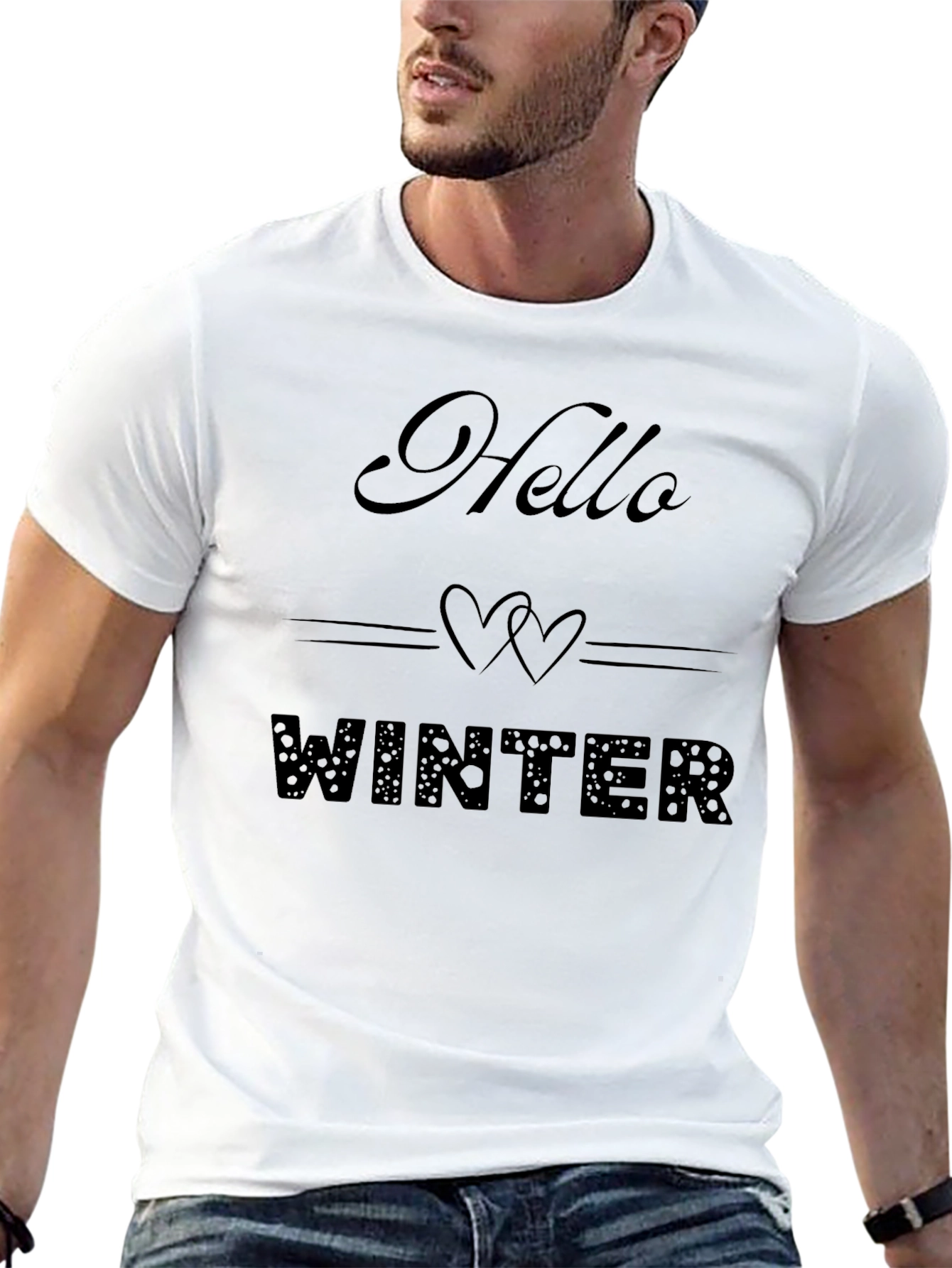 Hello Winter Black T-Shirt - Stylish & Comfortable