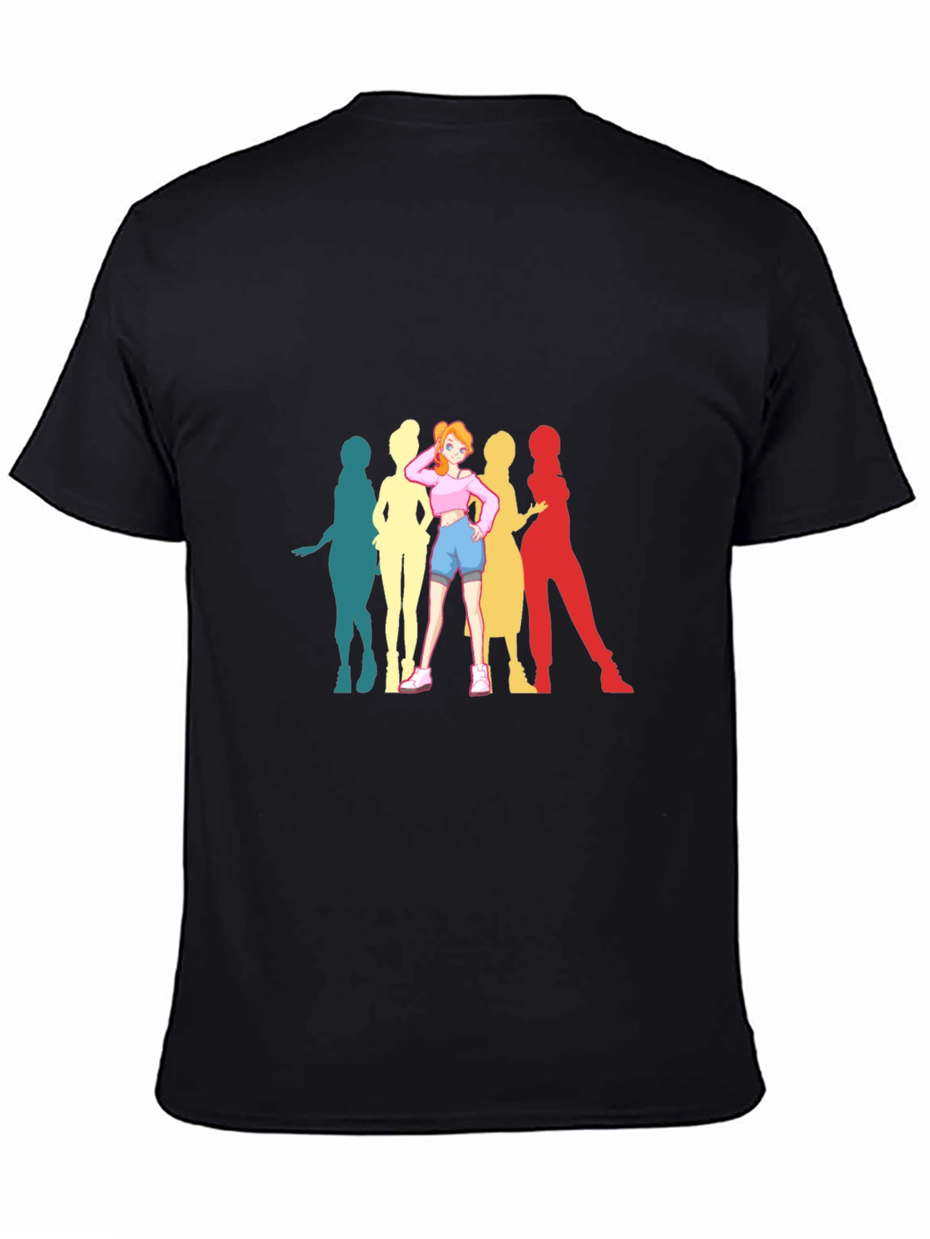 Anime Girl Retro T-Shirt - Black Cotton Tee