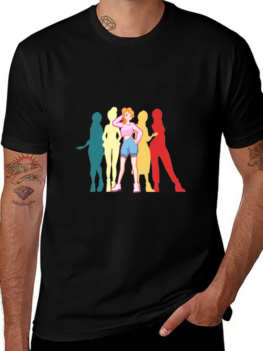Anime Girl Retro T-Shirt - Black Cotton Tee