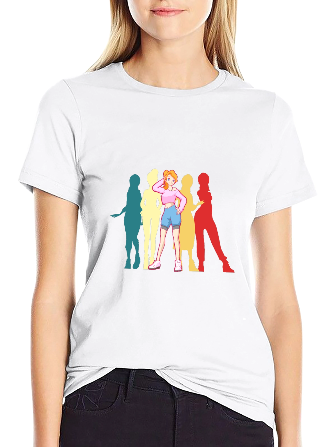 Anime Girl Retro T-Shirt - Black Cotton Tee