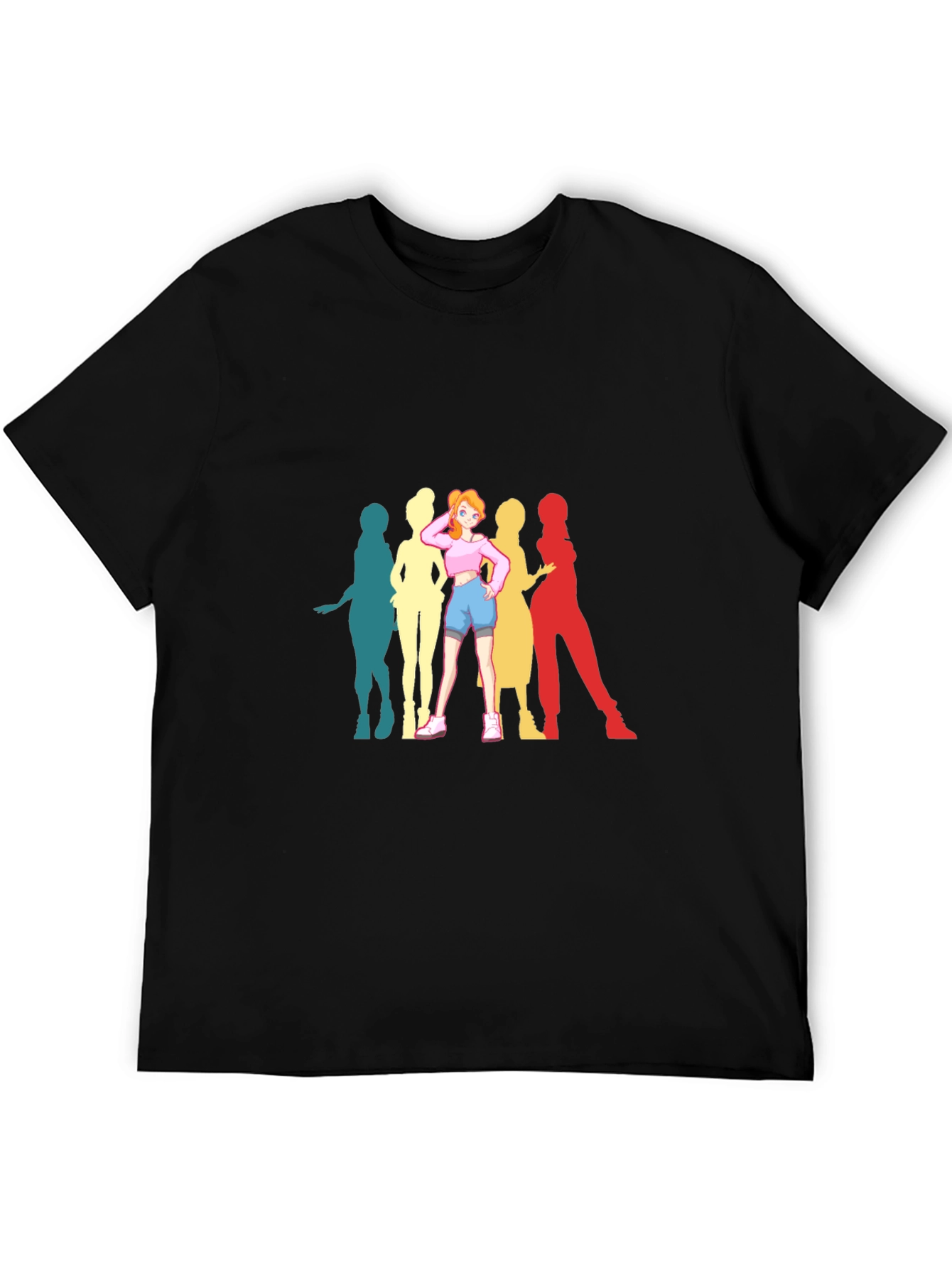 Anime Girl Retro T-Shirt - Black Cotton Tee
