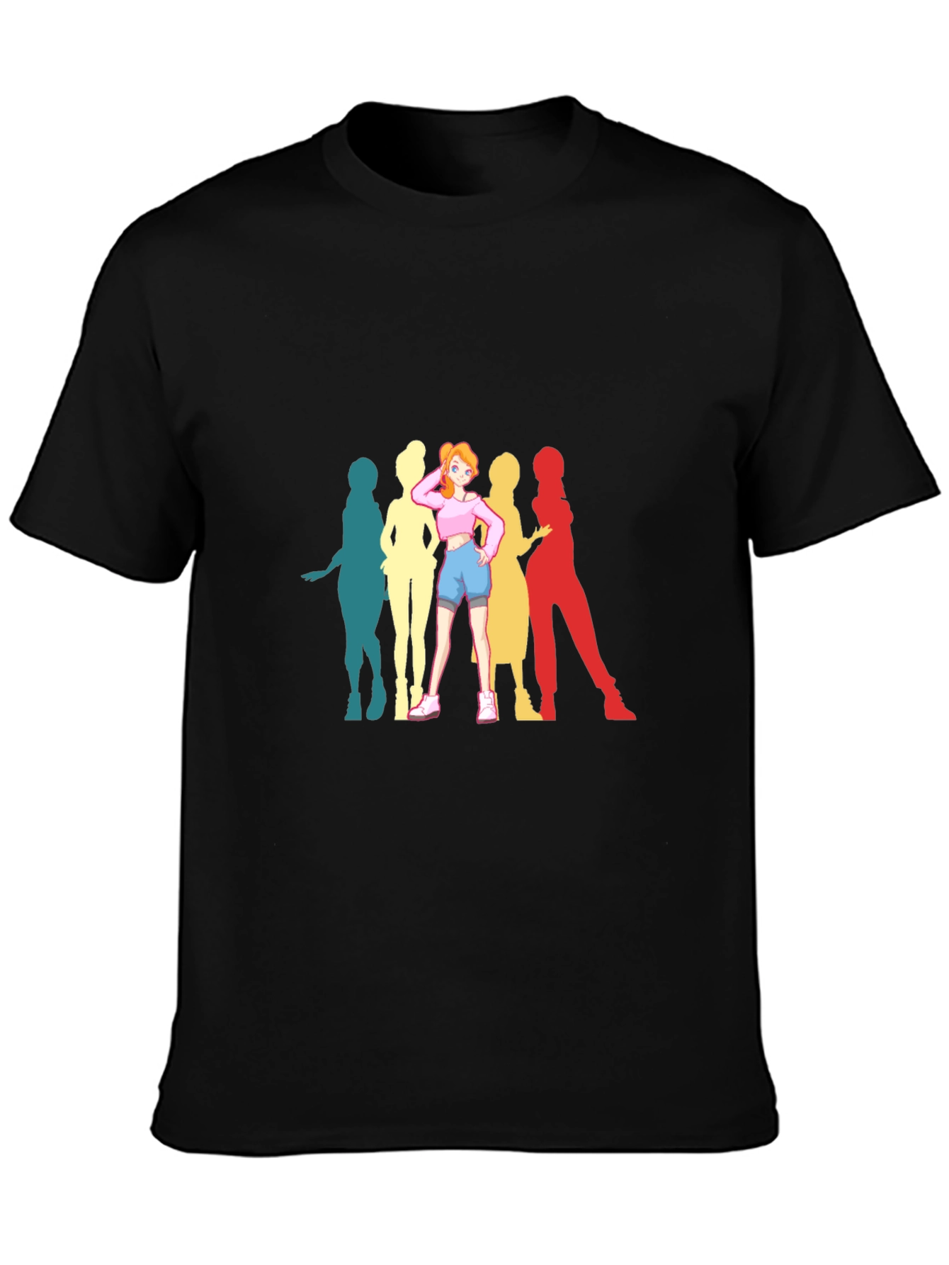 Anime Girl Retro T-Shirt - Black Cotton Tee