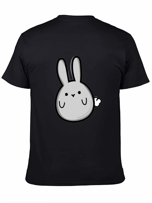 Cute Cartoon Bunny Black T-Shirt