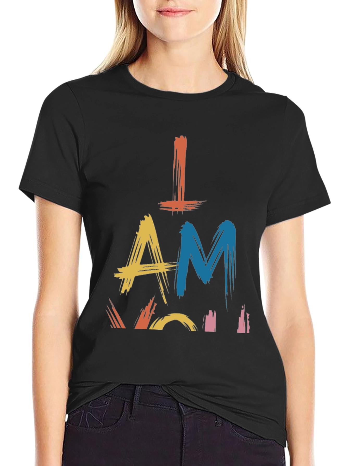 Abstract Graphic Print Black Cotton Casual T-Shirt