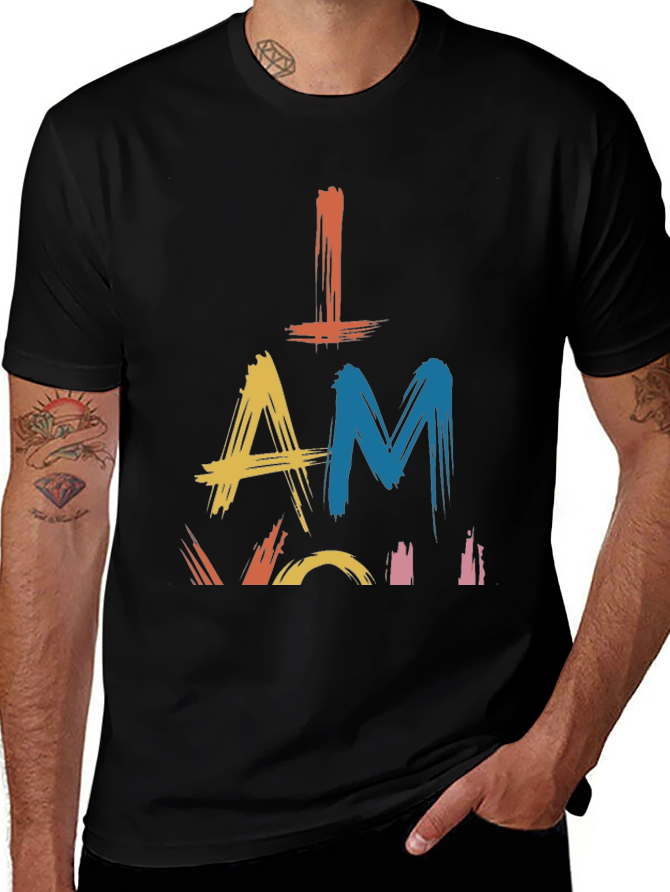 Abstract Graphic Print Black Cotton Casual T-Shirt