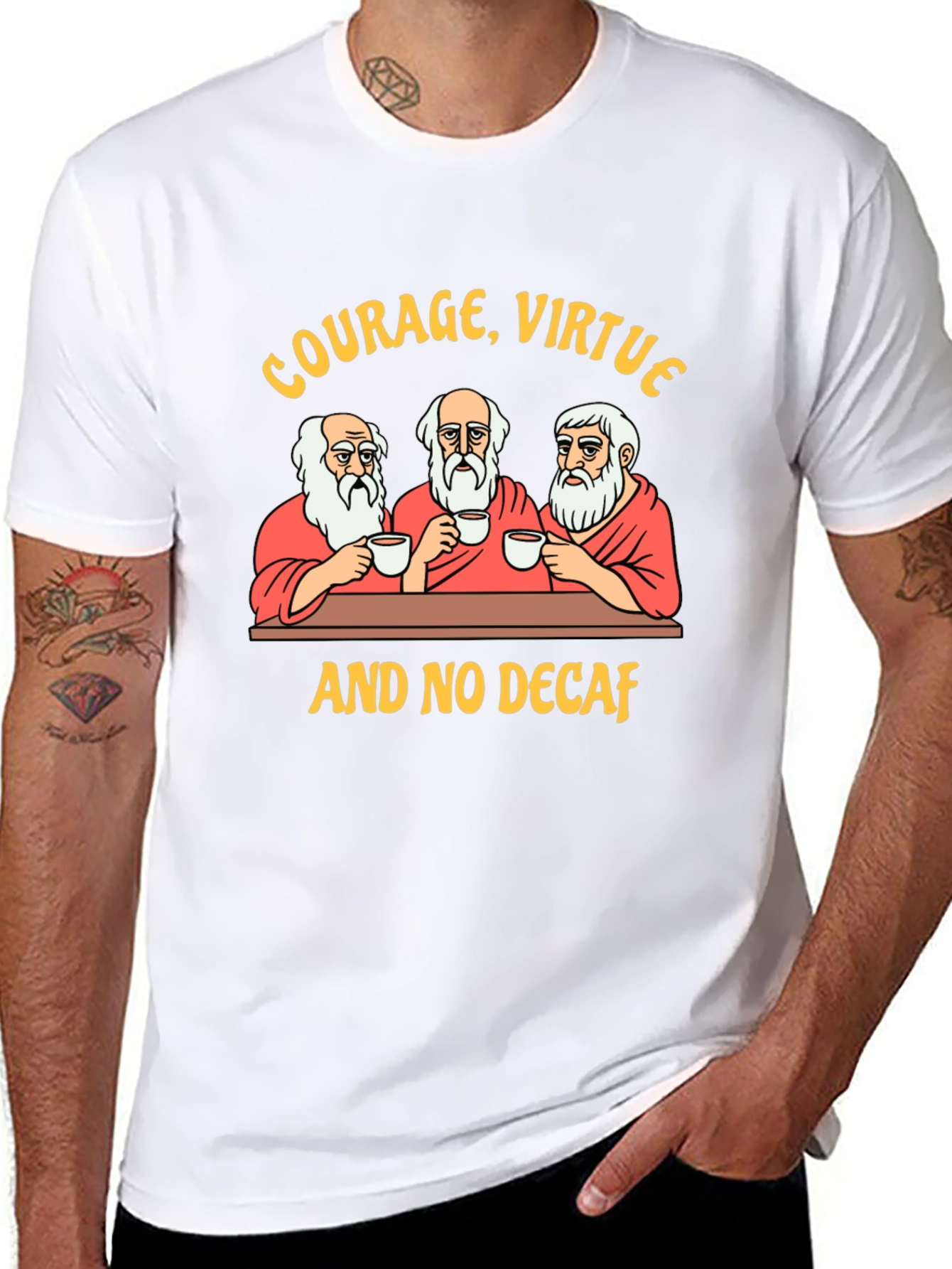 Courage Virtue and No Decaf Graphic T-Shirt