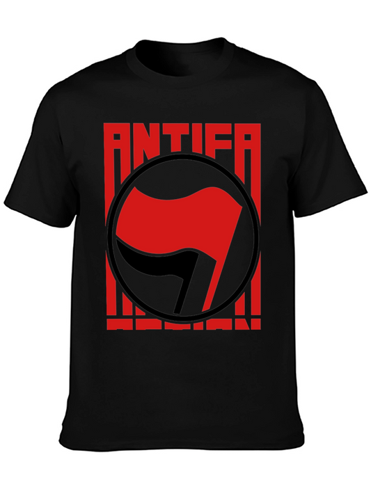Antifa Anti-Fascist T-Shirt - Red Flag Graphic