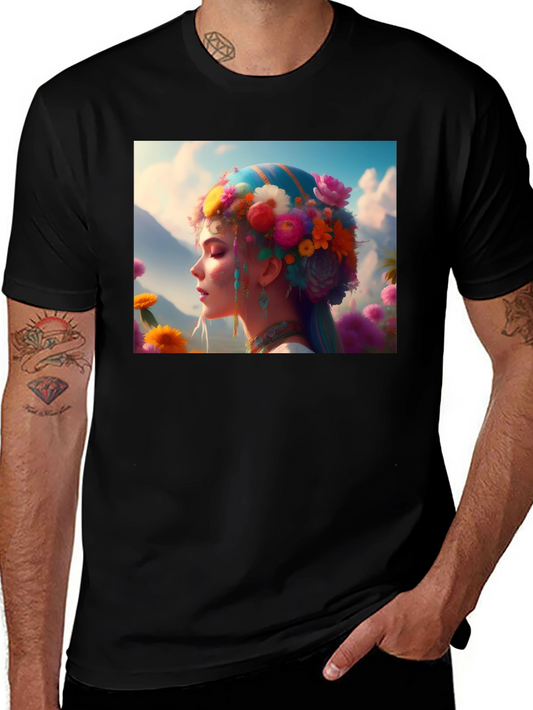 Floral Fantasy Graphic Tee - Unique Artistic Design