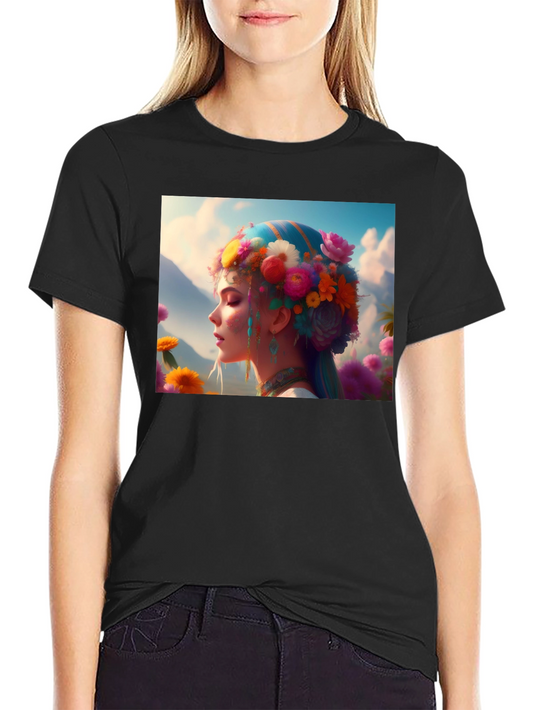 Floral Fantasy Graphic Tee - Unique Artistic Design