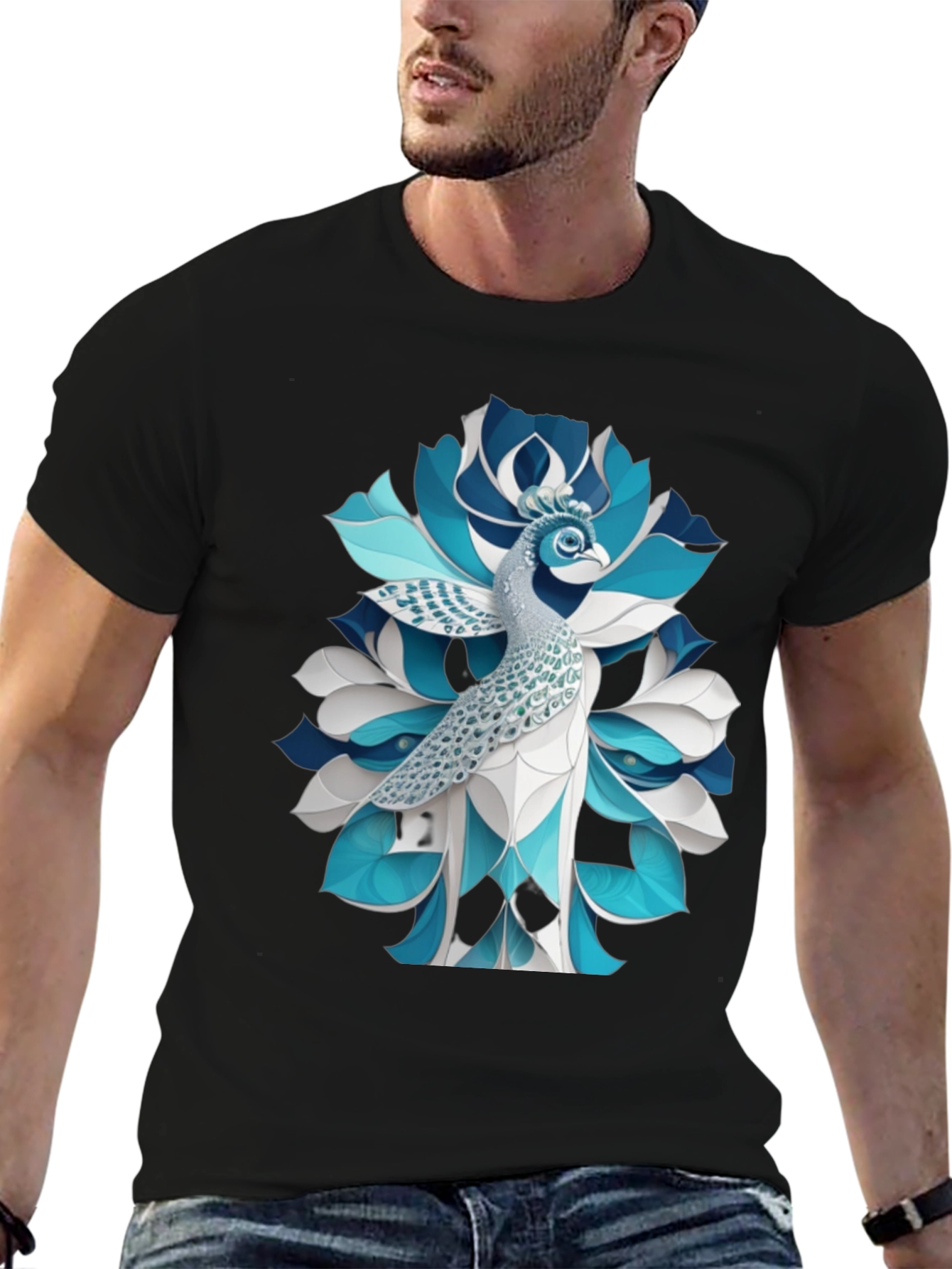 Peacock Graphic T-Shirt - Stylish Bird Tee