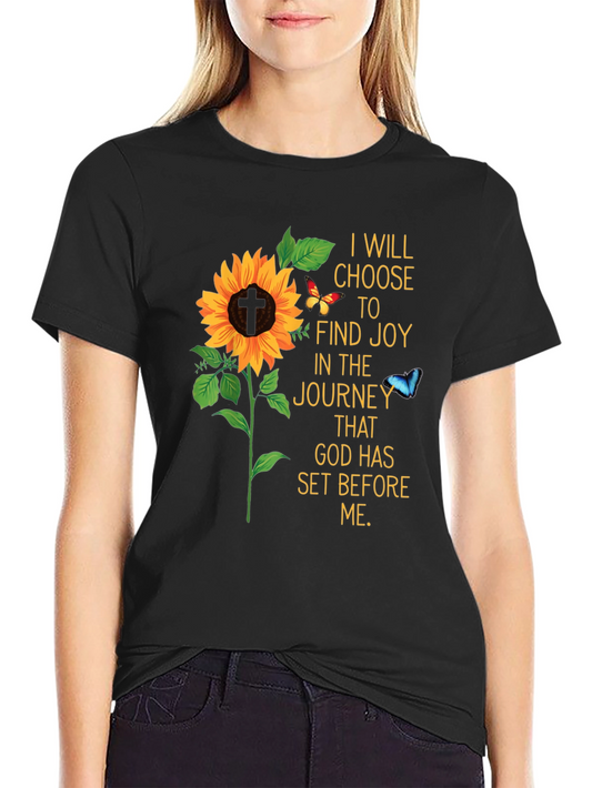 Joyful Journey Sunflower Graphic T-Shirt