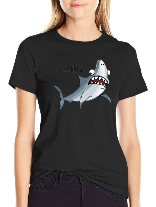 Cartoon Shark Graphic Black T-Shirt