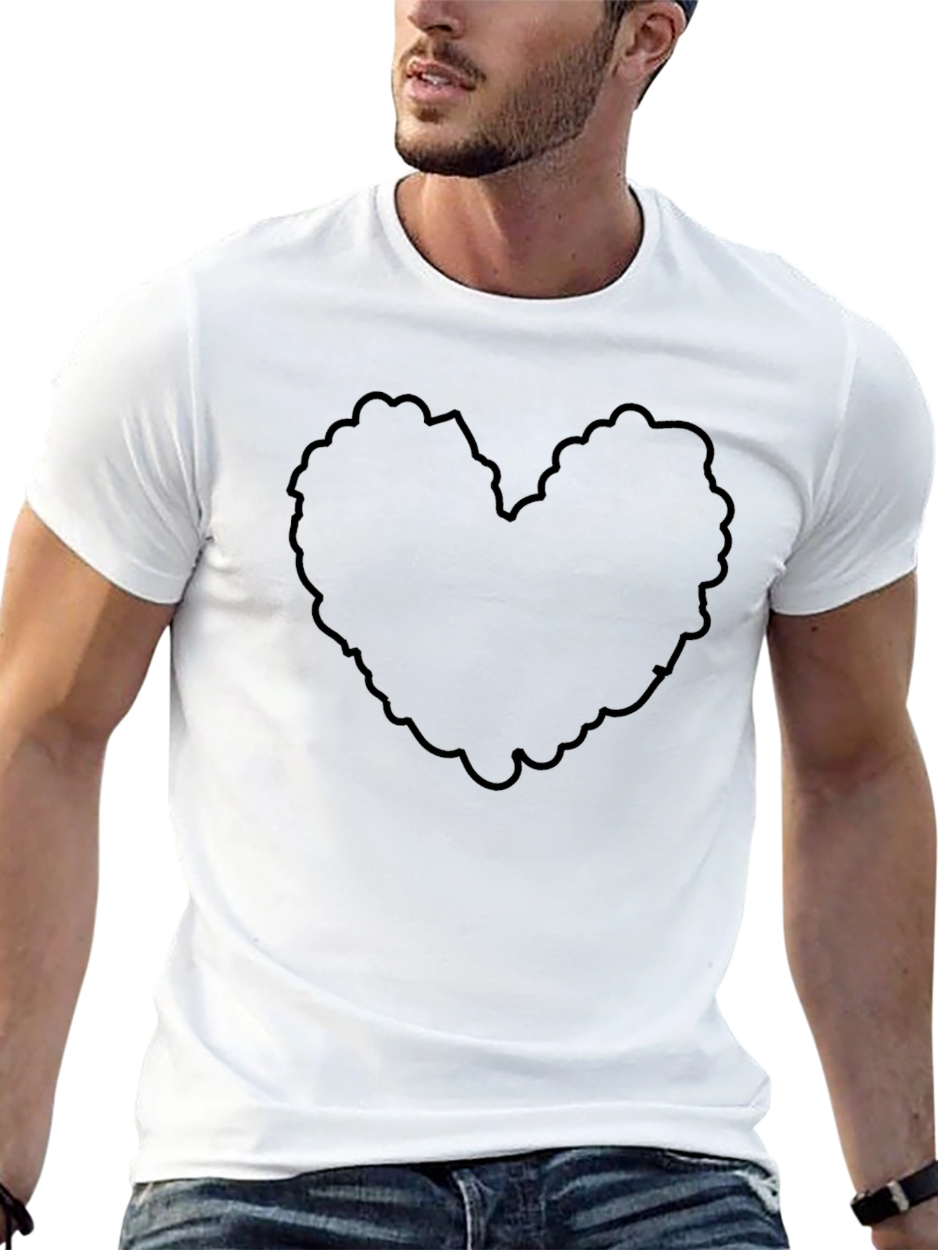 Black Heart Outline Mens T-Shirt