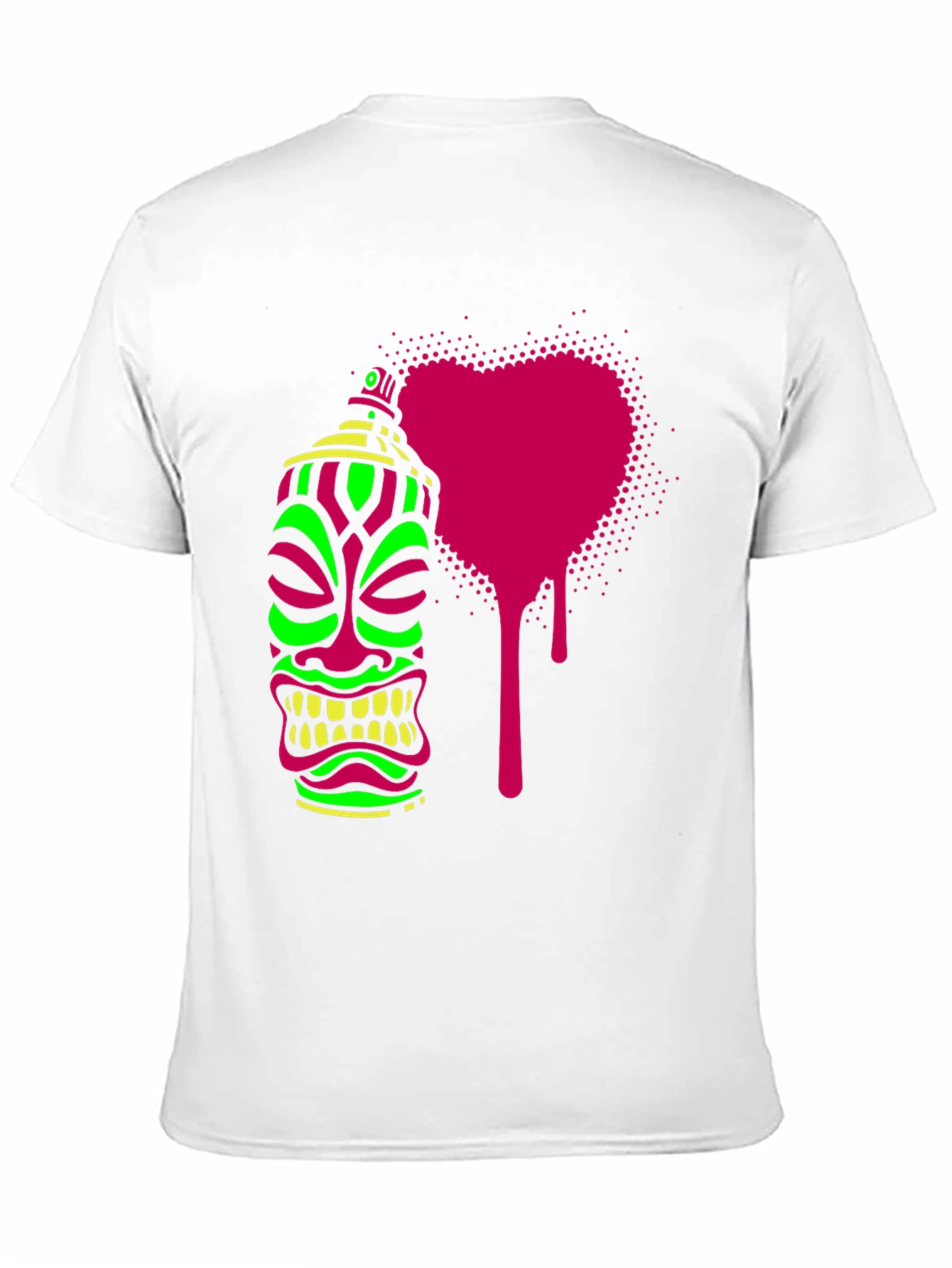 Neon Tiki Spray Paint Heart Mens Black T-Shirt