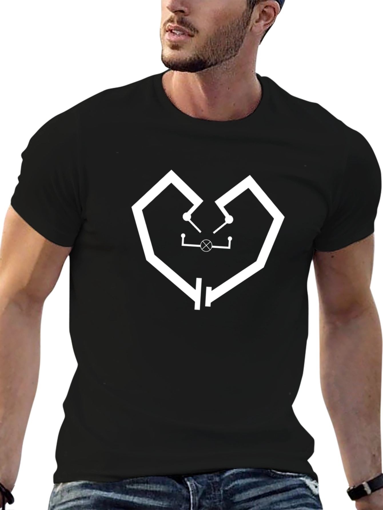 Tech Heart Black T-Shirt - Geeky Love
