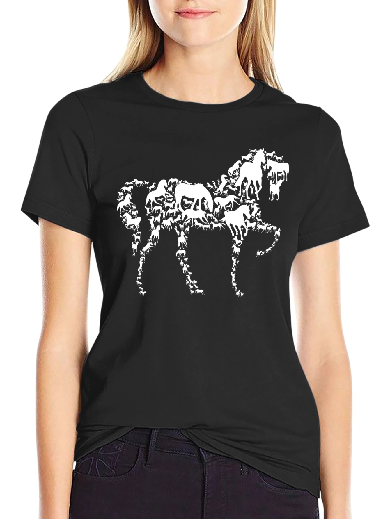 Horse Silhouette Black T-Shirt