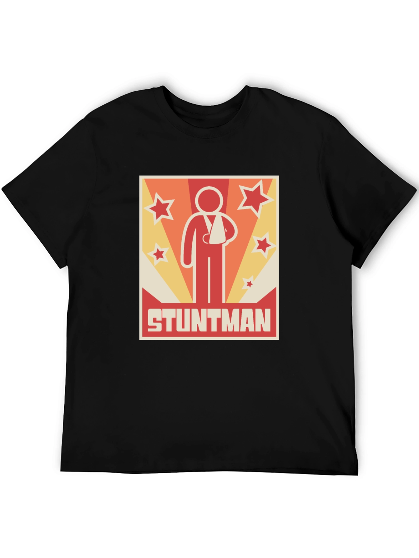 Stuntman Injured Arm Cartoon Graphic Print T-Shirt