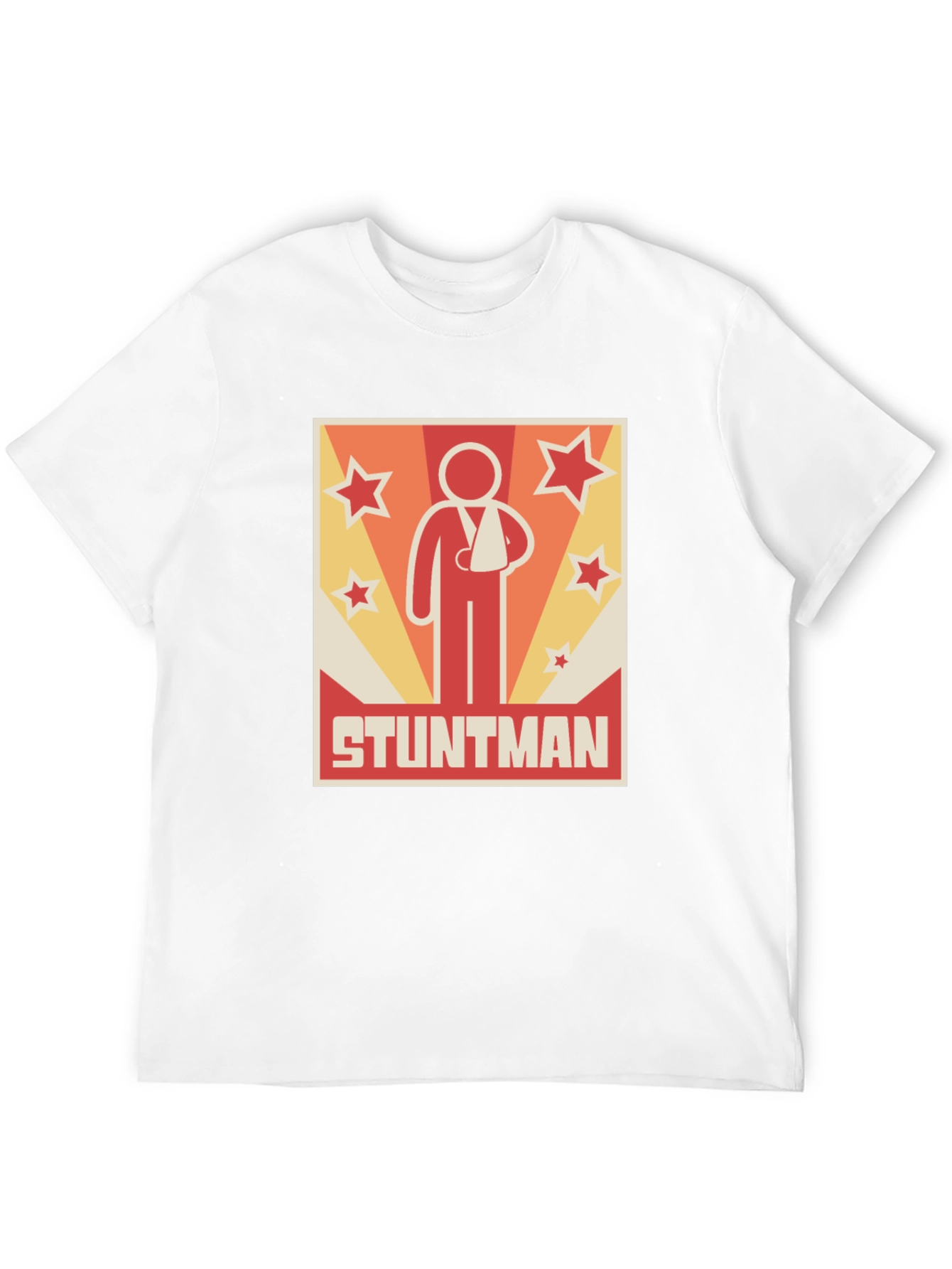 Stuntman Injured Arm Cartoon Graphic Print T-Shirt