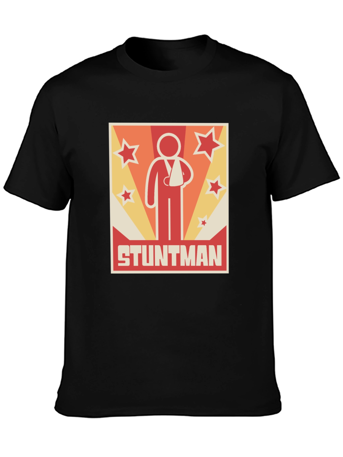Stuntman Injured Arm Cartoon Graphic Print T-Shirt