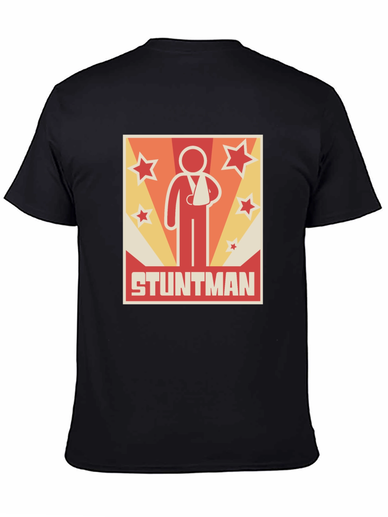 Stuntman Injured Arm Cartoon Graphic Print T-Shirt