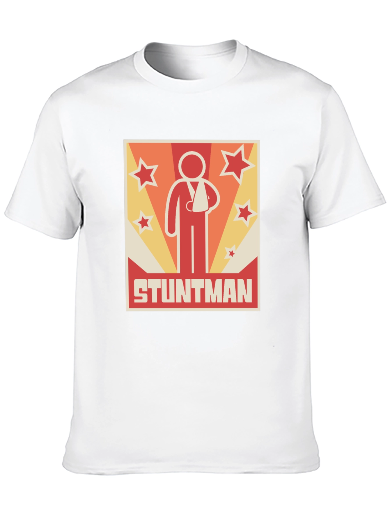 Stuntman Injured Arm Cartoon Graphic Print T-Shirt