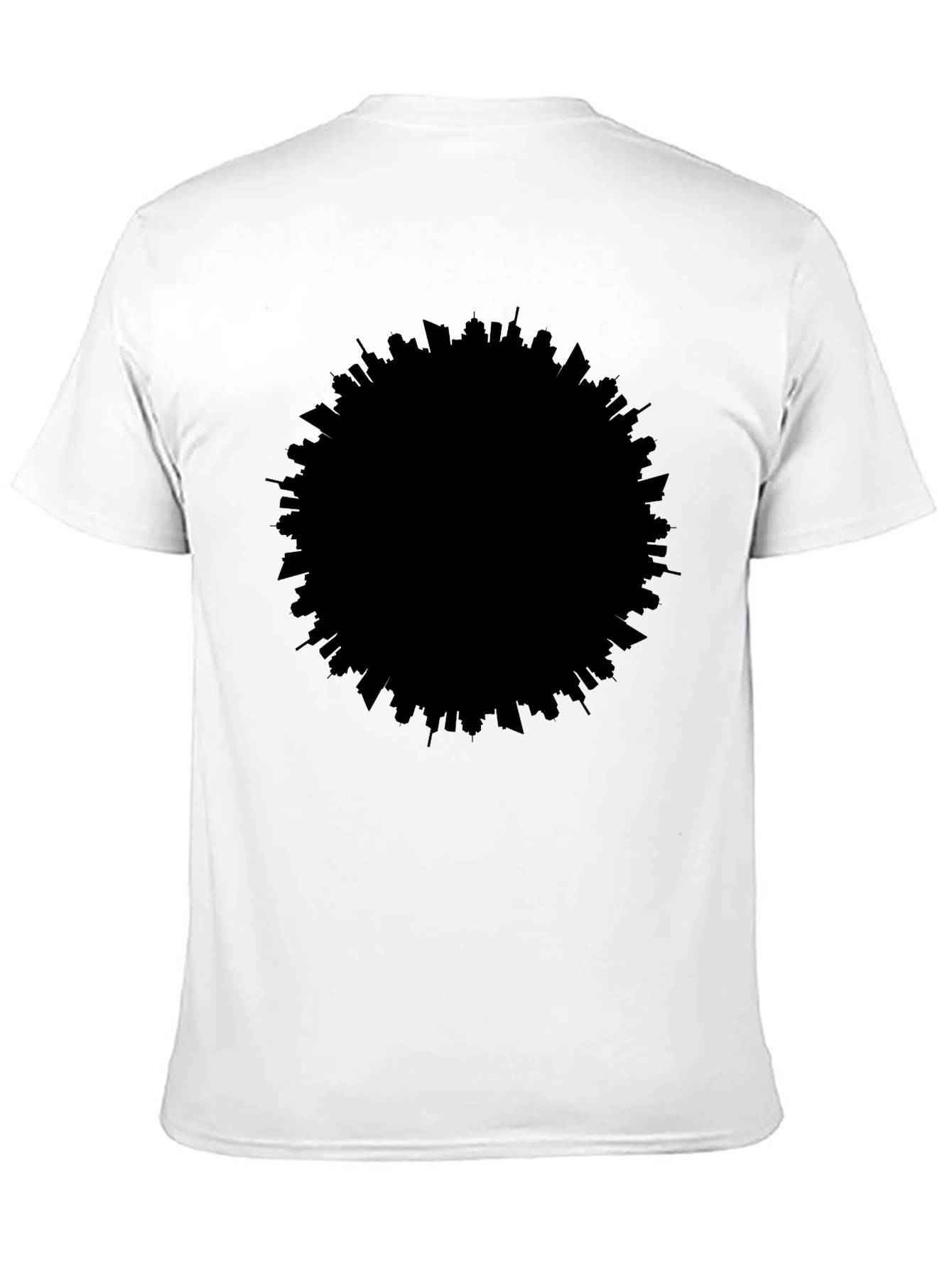 Modern Cityscape Silhouette Black T-Shirt